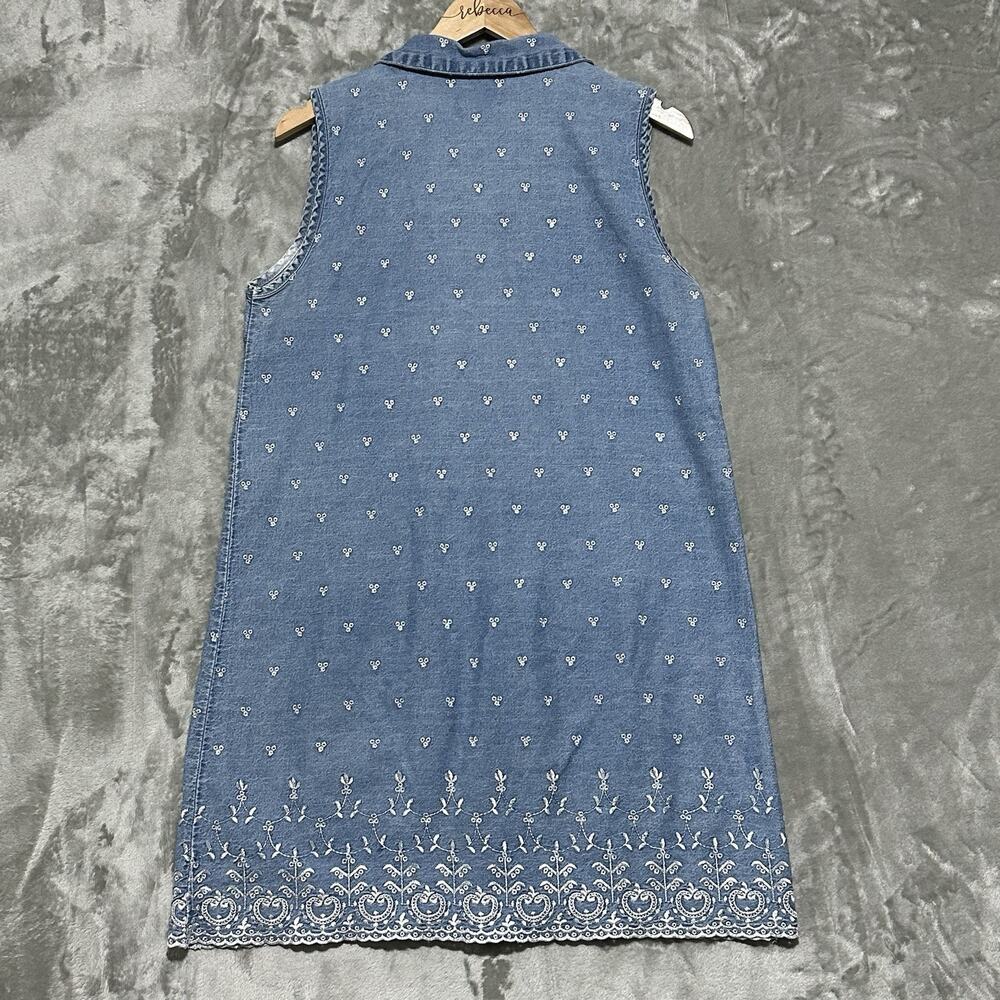 Vintage Mississippi River Blues Denim Midi Dress Womens Size M Blue Embroidered - Picture 5 of 6